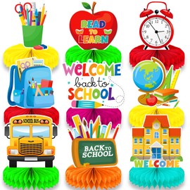 9 PCS Back To School Theme Honeycomb Centerpieces First Day of School Students Party Decoration Welcome Back to School Classroom Kindergarten Party Supplies