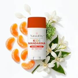 NaturalDry Kids - Desodorante infantil unisex Natural para niños y niñas - Sin aluminio - Sin parabenos - Aroma original a Mandarina - En barra - Duración de 24h (1 Unidad)