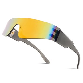 FEISEDY Futuristic Visor Punk Sunglasses Rimless One Piece Goggles Miorred Shades Women Men B2927