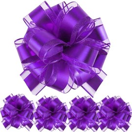 Gift Bow, 5 Pieces Large Bow Giant Bow Gift Large Pull Bow for Car Decor Wedding New Houses Party Celebration Gift Bow Bags Purple