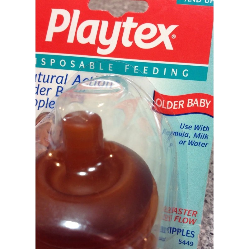PLAYTEX OLDER BABY FAST FLOW FLAT TOP NIPPLES DISCONTINUED HARD