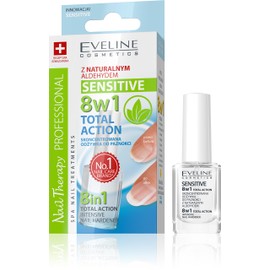 EVELINE Cosmetics Nail Therapy Nail Care Cuticle Care Various Care Products for Beautiful and Healthy Nails 8in1 Sensitive 12 ml
