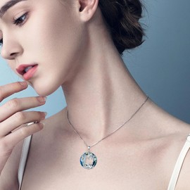 TOUPOP Koala Necklace for Women 925 Sterling Silver Tree of Life Pendant Necklace 2 Koala Jewelry Blue Crystal Birthday Christmas Gifts for Women Mom Daughter Sister