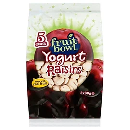 Fruit Bowl Fruit Flakes Raisins with a Yogurt Coating (5x30g) - Pack of 6