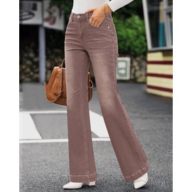 GRAPENT GRAPENT Women Jeans Stretchy Resort Wear for 2023 Womens Western Hippie Outfits Cowgirl Pants Flare Color Pecan Brown Size 16 18 X-Large