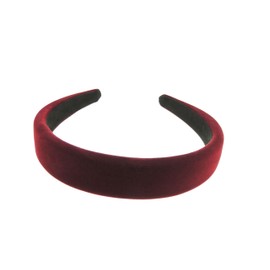 Womens Slightly Padded Velvet Evening Winter Fashion Formal 4cm Wide Fabric Headband Alice Band Hair Hairband Christmas Birthday Wedding Gift Bridesmaid Dance Holiday Prom (Wine, One Size)