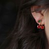 Healvian 1 Pair Aesthetic Cherry Earrings for Women Zircon Studs