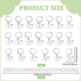 BENECREAT 21 Stitch Marker Charms (20 Pieces) Rows Marker Chain (1) Sheep Acrylic Pendant Tier Markers Stitch Markers Step Marker Set Tier Rings Knitting Tools Storage Case