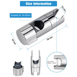 Vcumter Duschbrause Halterung, Duschkopfhalter fr Gleitstange Verstellbar 19-25 mm, Duschhalterung Ohne Bohren Handbrause Halter fr Gleitstange drehbar Brausehalter Duschkopfhalterung fr duschstange