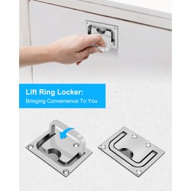 HZSIFU 2 Pcs Flush Pull Latch Boat Ring Hatch, 316 Stainless Steel Boat Slam Latch 3" x 2.25" Marine Deck Lift Ring Locker Recessed Pull Handle, Hardware for Boat Locker Window Drawer Cupboard