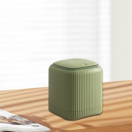 Milageto Mini Desktop Trash Can Small Recycle Bin 5.3x5.3x5.7inch with Press Type Lid for Living Room Lightweight, Green