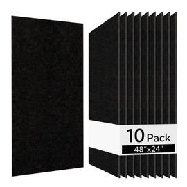 Olanglab Acoustic Wall Panels 10 Pack, 48 x 24 per Acoustic Panels Sound Absorbing, Sound Panels for Home Studio and Office, Plain Black