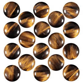 TUMBEELLUWA 10 Pcs Half Round Crystal Beads for Jewelry Making 22 mm, Natural Tiger's Eye Cabochon Gemstones No Hole Flat Back Stones for Crafts