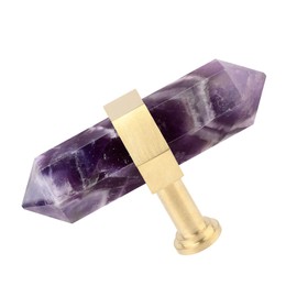 mookaitedecor Set of 2 70mm Amethyst Crystal Stone Wands Drawer Knobs with Screws, Healing Crystal Gifts, Semi Preicous Stones Quartz Pull Handles for Cabinet Cupboard Wardrobe Home Decor