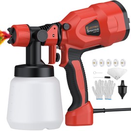 XUNTOP Paint Sprayer 850W,Spray Paint Gun with 33Oz（1000ml） Container,5 Nozzles & 3 Patterns Adjustable Flow HVIP Paint Gun Easy to Clean for Outdoor,Walls,Doors,House Painting,Furniture