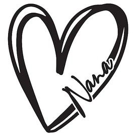 WHITE Heart Nana Car Window Decal | 4.5" Tall | Kais Design