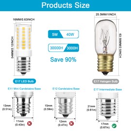 E17 LED Bulbs Dimmable 5W Microwave Over Stove Bulb, 40W Incandescent Equivalent, Natural White 4000K, Fit for Whirlpool Maytag GE Kenmore LG Microwaves, Replaces 8206232A 1890433 AP4512653, 2 Pack