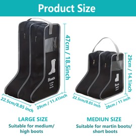 Boot Bags - Boots Storage Bag Portable Short Shoe Bags for Storage And Travel - Dust Proof Travel Shoe Bags for Packing, Cowboy Boots, Home Storage Black