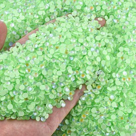 Blinginbox Flatback Rhinestones Round Gems, 1440pcs Luminous Series Glass Stones Neon Gems Non Hotfix Crystal Rhinestones for Nail Charms Crafts Clothes Tumblers,Mac. Mint AB Luminous,SS10.