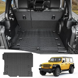 JTYZSM Rear Cargo Mat for 2018-2024 Jeep Wrangler JL Unlimited 4X4 Cargo Liners All Weather TPE Protection Anti-Slip Trunk Mat for 18-24 Wrangler JL 4X4 4 Door Accessories