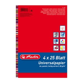 Herlitz A4 80GSM 100 Sheet Pastel Colour Mix Universal Paper