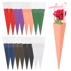 RAINFLOW 16 Pcs Single Rose Sleeves Flower Wrapping Paper - Valentine’s Day Floral Wrapping Bags, 8 Colors Elegant Single Rose Bag Flower Paper Wrap for Wedding Birthday Mother’s Day Gifts Wedding Birthday Arrangement