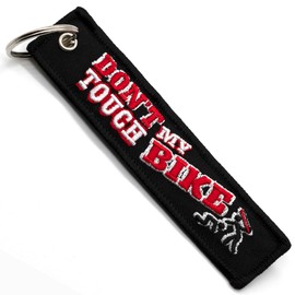 Motorcycle Keyring - Gift for Motorcyclists Keyring Fabric Don't Touch My Bike Motorcycle Accessories - Original Keyring - Original Gifts for Motorcyclists, red, Unit size
