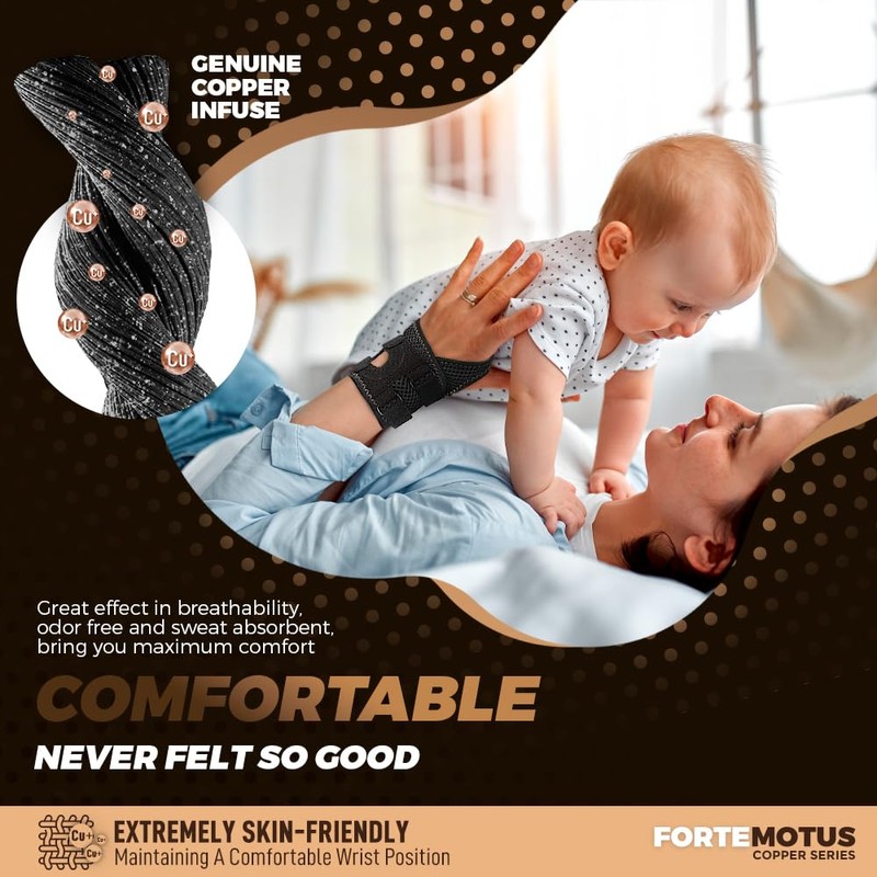 FORTEMOTUS Wrist Brace for TFCC Tears, Copper Infused Wrist Wrap