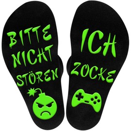 Funny Socks with Saying "Bitte Nicht Stören Ich Game" Gaming Socks Gifts for Gamers, Cool Socks Advent Calendar Men Filling Christmas Gifts for Men Teenagers Boys, Game.