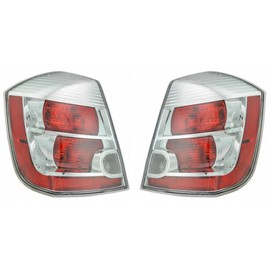 For 2007-2009 Nissan Sentra Pair Rear Tail Lights Driver and Passenger Side Chrome Housing 2.0L NI2818114 NI2819114 | 26555-ET00B 26550-ET00B