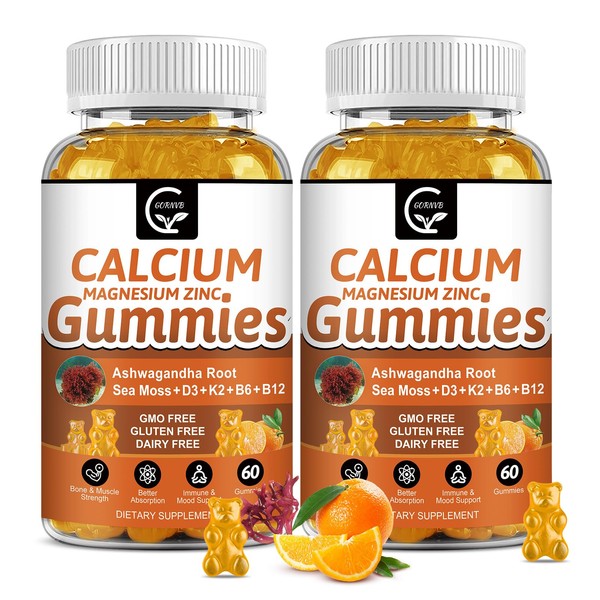 GORNVB 1200mg Calcium Gummies with Vitamin D3,K2,B12 & B6 -
