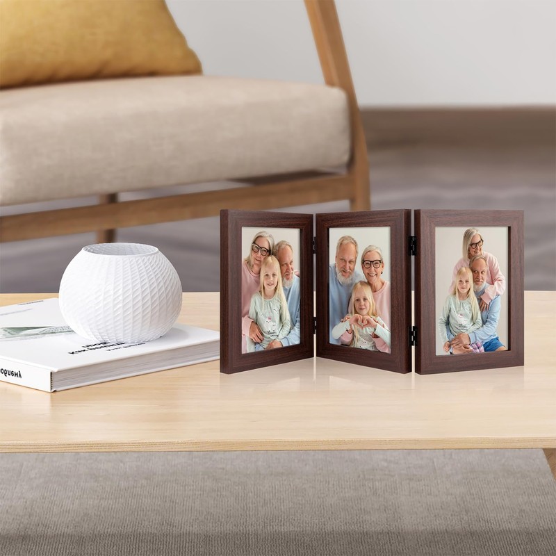 Frametory, 3 Picture Frames 5x7 Trifold Photo Frames Collage -