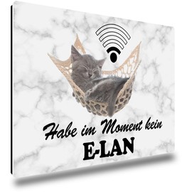 TRIOSK Fridge Magnet Strong Cat Magnet Sayings Funny with Cat Motif Saying "Kein Elan Morgenmuffel" Gift for Cat Lovers