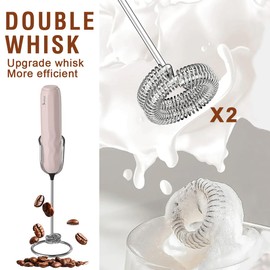 SUPRUS Ultra Fast Handheld Milk Frother Double Whisk with Stand 2 Batteries Stainless Steel for Lattes Cappuccino Matcha Hot Chocolate Coffee Bar Accessories Kitchen Gadgets Gift