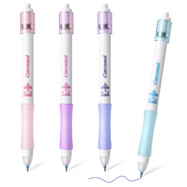 BAYTORY 4 Pcs Erasable Gel Pens, 0.5mm Retractable Spinning Rub Out Pen with Eraser, Smooth Writing Pens for School Office Home (Carousel Blue)