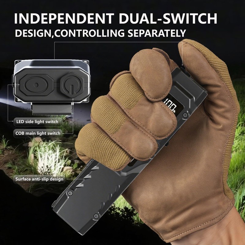 MAKDAK EDC Tactical Flashlight Rechargeable - Digital Display High Lumens