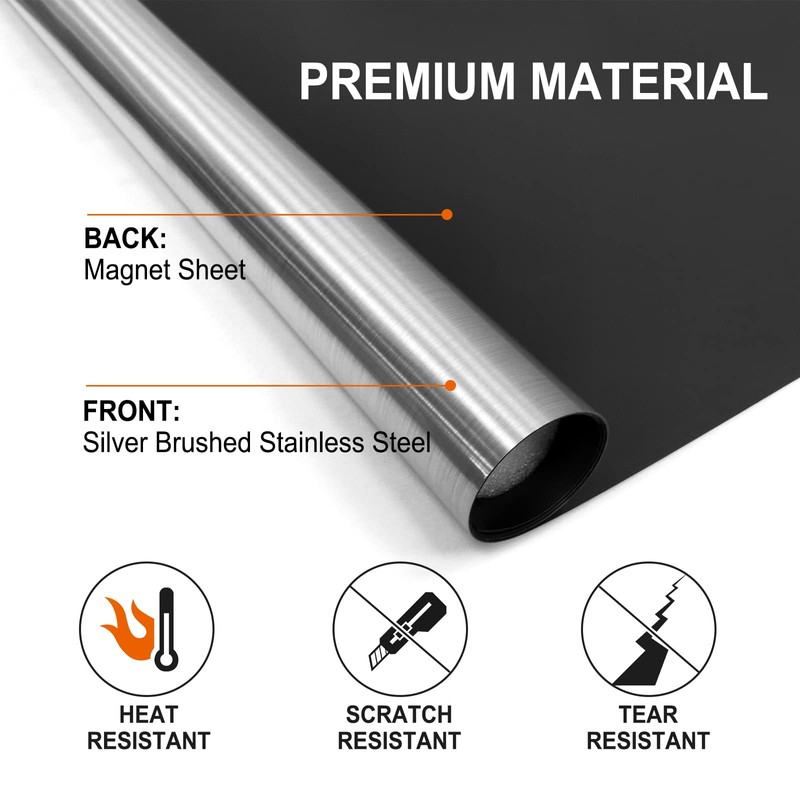 Silver Brushed Stainless Steel Dishwasher Magnet Cover - Decorative Kitchen