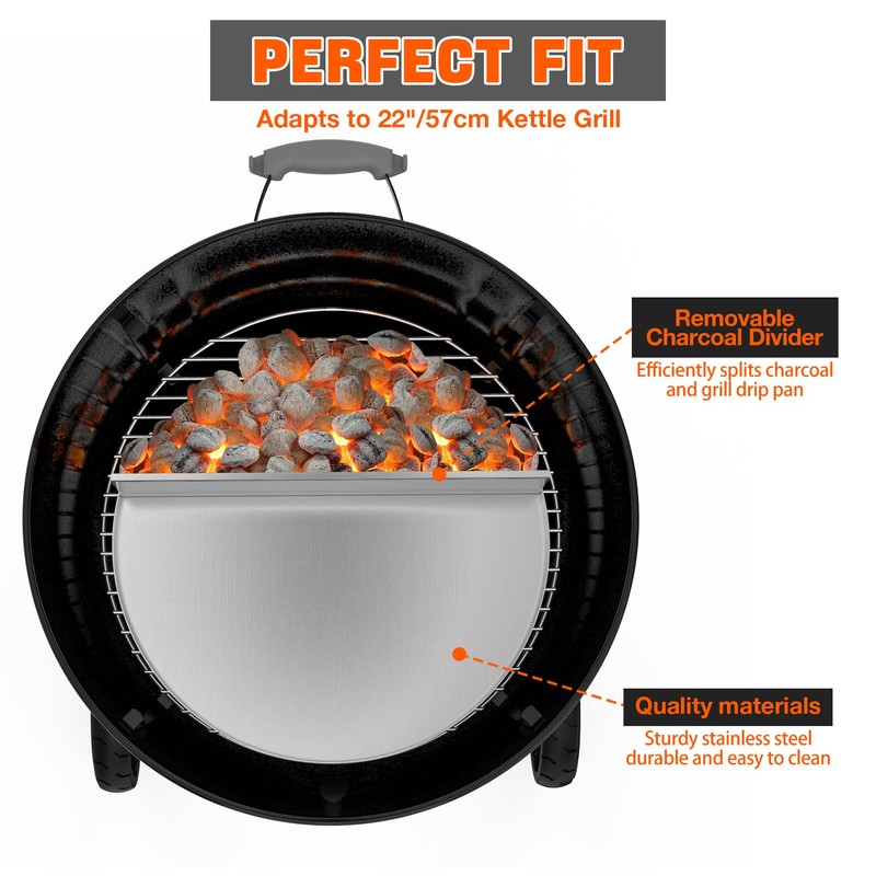 Onlyfire Stainless Steel Detachable Grill Drip Pan for Weber 22"