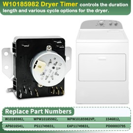 W10185982 WPW10185982 Dryer Timer Assembly Compatible with Whirlpool, Maytag, Amana, Crosley, Inglis, Admiral, Kenmore Timer Replacement for WPW10185982VP, 1546812, AP6016541, PS11749831, EAP11749831