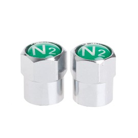 8 PCS Nitrogen N2 Green Copper Tire Stem Valve Caps Tire Wheel Rim proof Covers with Logo Auto Accessories Silver