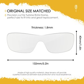 AOZAN ANSI Z87.1 Replacement Lenses For Oakley Turbine Rotor OO9307 Sunglasses - HI-DEF Clear