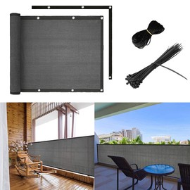 3'x16.4' Balcony Privacy Screen Fenceing,Privacy Fence Cover Windscreen for Deck Patio Pool Apartment Porch,Outdoor Privacy Mesh Fencing Shade Cloth,UV Protection-Grey