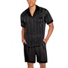 Ekouaer Men Satin Silk Pajamas Set with Pockets Sleepwear Shorts