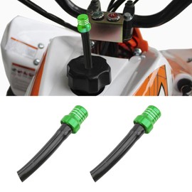 HEVLE 2PCS Breather Hose Gas Fuel Tank Cap, Motorcycle Gas Cap, CNC One Way Tank Valve Vent Tube with Aluminum Breather Valve, Car Accessories Fuel-Saving Breather Cap (Green)