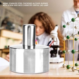 Stainless Steel Laboratory Alcohol Burner Thickened Laboratory Chemistry Alcohol Burner 400 ml Load Lamp with Screw and Wick
