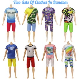 14 PCS Doll Clothes and Accessories Compatible with Ken Dolls, 3 Casual Random Tops and Pants 4 Swimsuits 1 Violin 1 Glasses 5 Hangers 3 Shoes, Clothes and Accessories for 11.5 Inch Boy Dolls(Random)