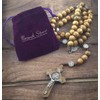 Nazareth Store Wood Beads Rosary Necklace Saint Benedict Medal &
