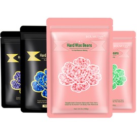 Hard Wax Beads, 400g Wax Beans for Hair Removal, Perfect for Sensitive Skin Full Body, Facial, Brazilian Bikini, and Legs at Home, 4 Packs Wax Refill for Women Men