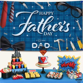 KatchOn, XtraLarge Happy Fathers Day Banner - 72x44 Inch | Happy Fathers Day Decorations for Party | Happy Fathers Day Backdrops for Photography | Happy Fathers Day Sign for Father's Day Party Décor