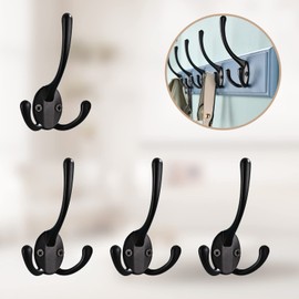 Lxoraziy 4 Pcs Hooks, Coat Rack Wall Mounted, Coat Racks, Metal Coat Hook for Hanging Towels, Coats, Hats, Key, Cap, Cup, Heavy Bags